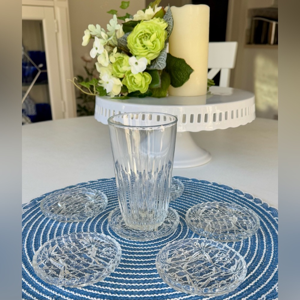 Vintage Coaster Prescut Clear by Anchor Hocking Set/6